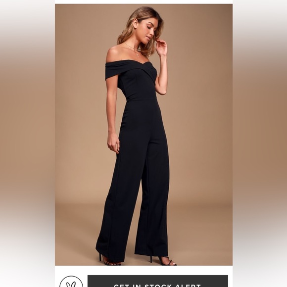 Off the shoulder Lulus Jumpsuit in black, size small - Picture 4 of 7